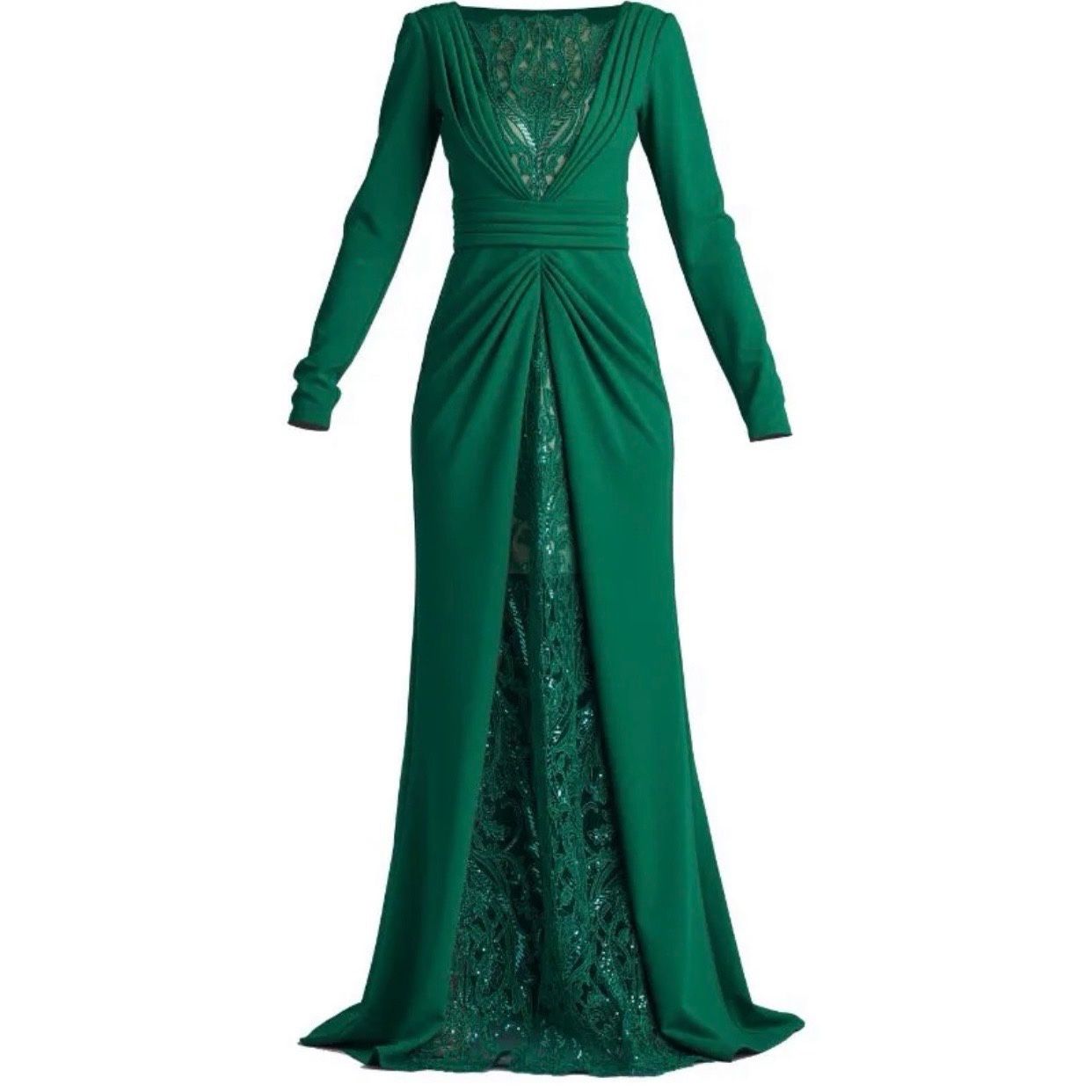 TADASHI SHOJI Mariella Plunge Illusion Gown With Sequins- Sizes 10 & 6