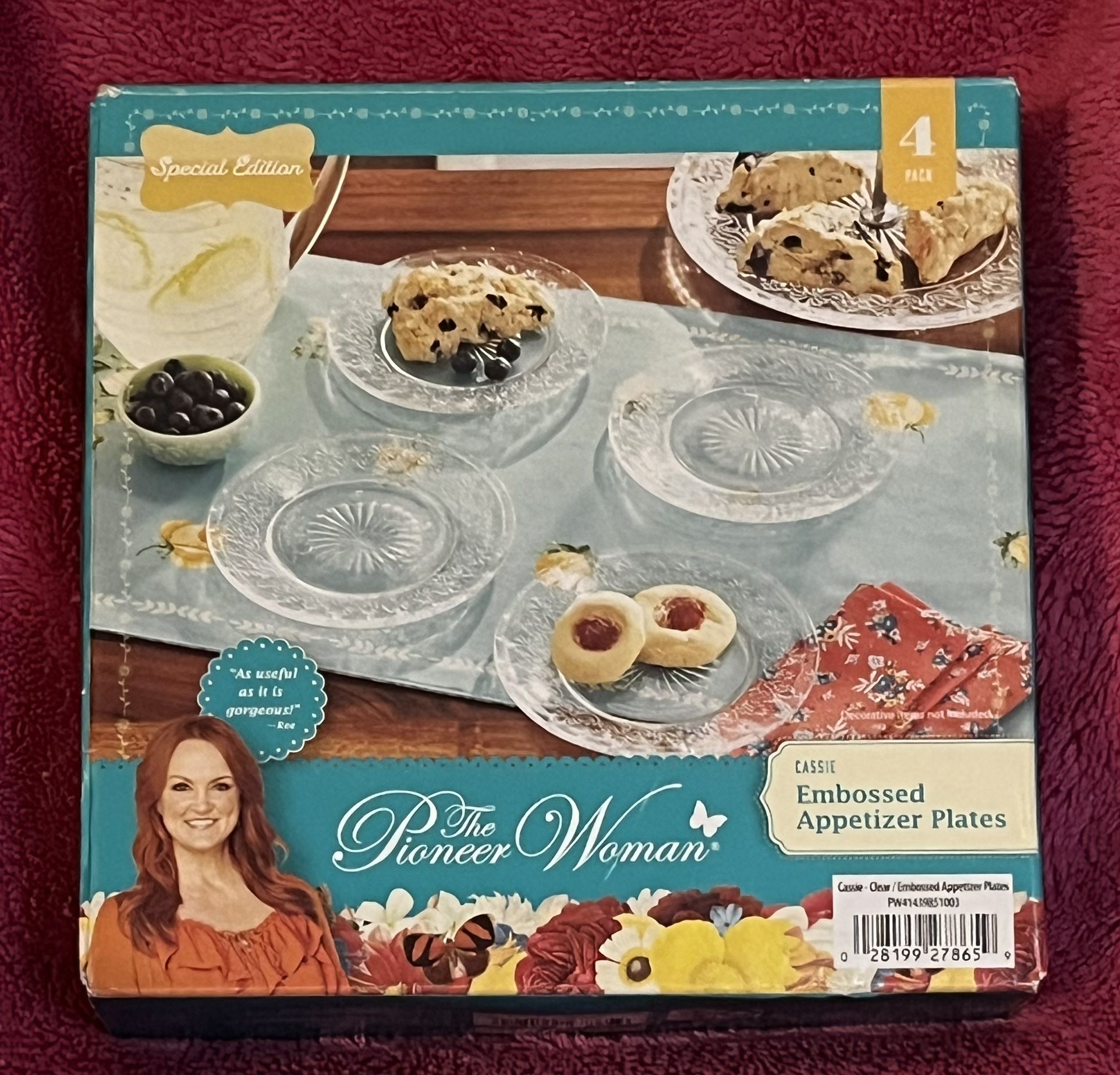 The Pioneer Woman Set Of 4 CASSIE Embossed 6.35” Appetizer Plates NEW in Box!