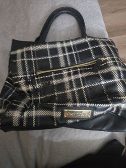 Betsey Johnson Black Plaid Tote Bag
