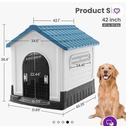 Plastic Portable Dog House with Door, Waterproof