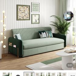 79" King 3-Seater Velvet Convertible Sleeper Sofa