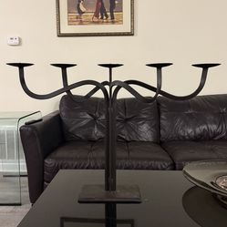 Hand Crafted Brutalist Iron Candelabra With 5 Candle Holders 23x34