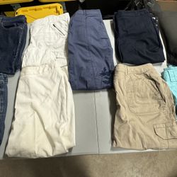 Capri’s-Size 12-Colors: Blue Jeans(2); Teal; Beige; White(2); Blk(2); Blue-$5 each or 4 for $15