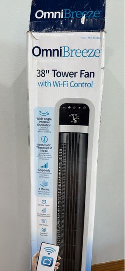 OmniBreeze Tower Fan with Internal Oscillation and Wi-Fi