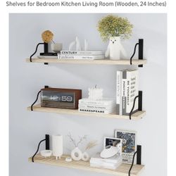 Inforth 24 inch wooden floating shelves with metal brackets