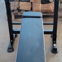Foldable Bench with Rack, New and Assembled 
