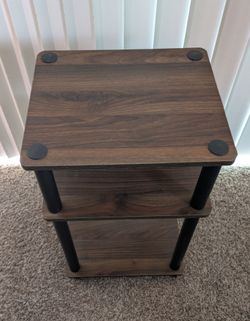 Side/ End Table, 3 - tier, black, wooden with plastic tube frame