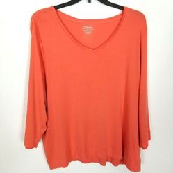 Chico's Women The Ultimate Tee Size 2XL Orange Pima cotton Long sleeve Shirt top Blouse size 2