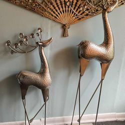 Nice Set Of  Silver  Color Metal Reindeer-36” & 50” Tall-$65 Firm,No Holds Or Spam