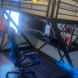 Metal Loft Bed With Desk Area 