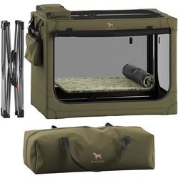 Noah & Paw Collapsible Dog Crate 30 Inches, Large Dog Crate for Large Medium Breeds, Travel Kennel for Car, Including Pet Mat for Pet Cage, 2 Storage 