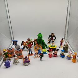 Mixed Disney Character Figurine Lot Of 24 Play Toys. Mickey, Toy Story.  READ