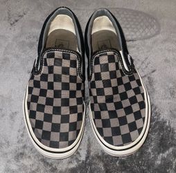 Vans Checkered Slip Ons M5.5 W7 Black and Gray