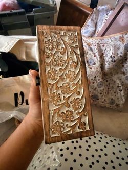 Carved Wood Floral Decorative Box