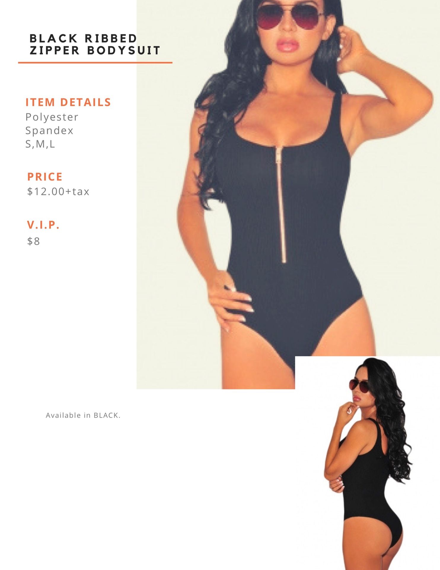 Black Ribbed Bodysuit