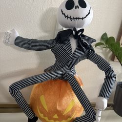 Jack Skellington On A Pumpkin Plush Decor Door Greeter 