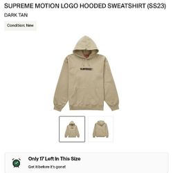 Supreme Motion Logo Hooded Sweatshirt Dark Tan for Sale in