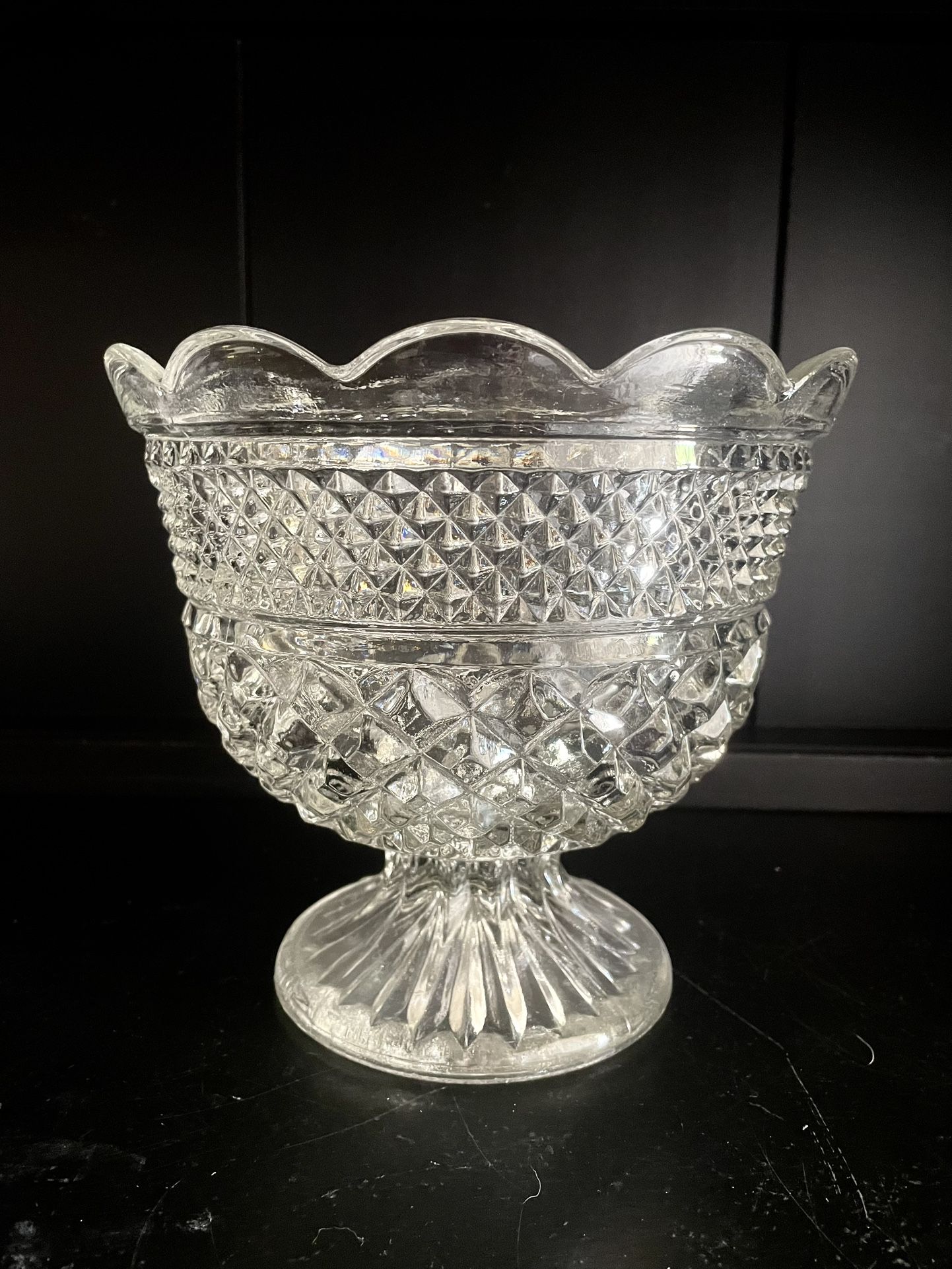 1960's vintage Wexford Glass Large Footed Pedestal Bowl