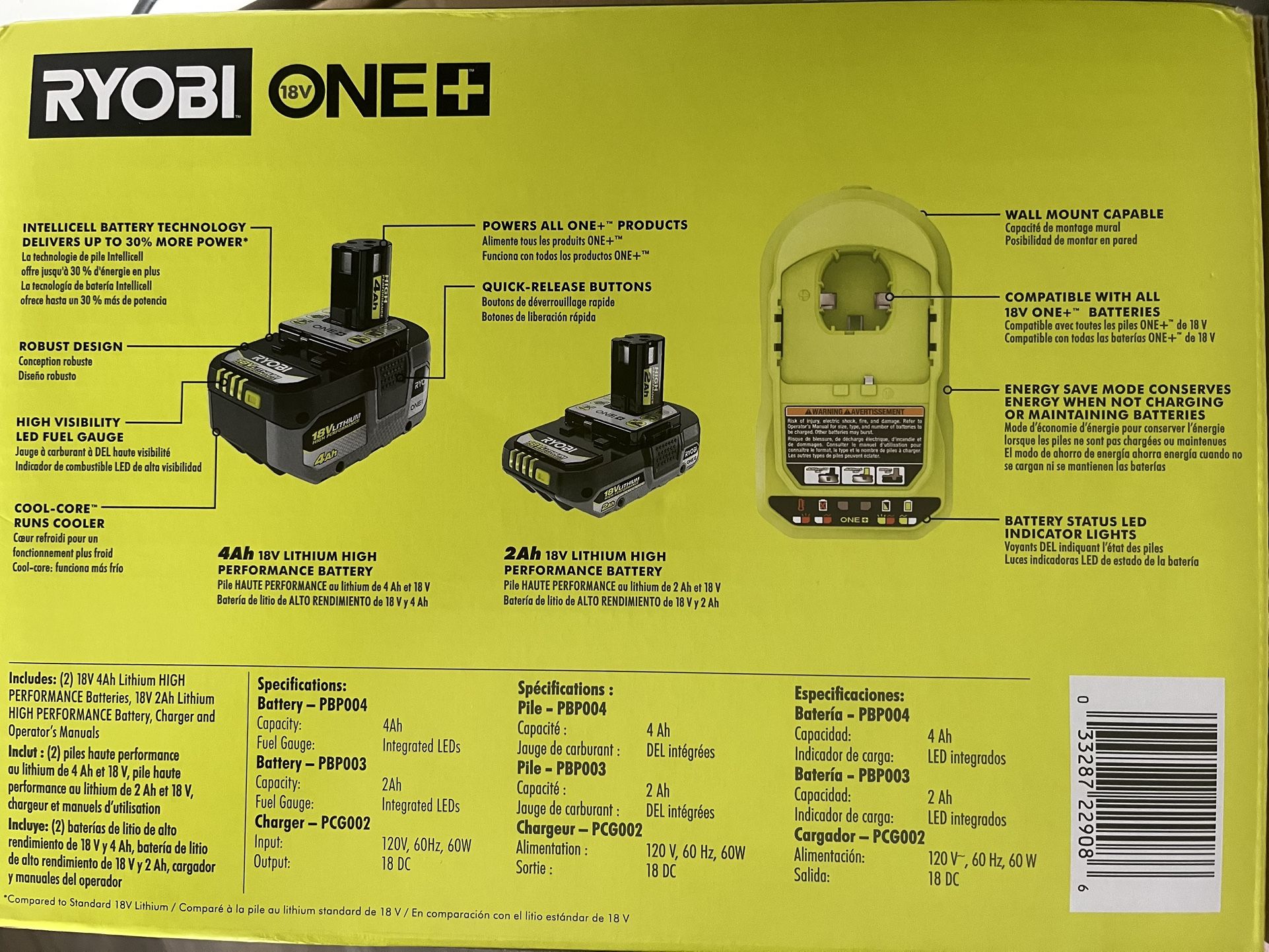 Ryobi One+ 18V High Performance Starter Pack NEW IN BOX | Free 2nd Charger