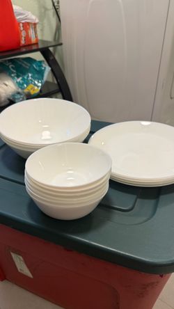 White Ceramic Bowls and Plates Set