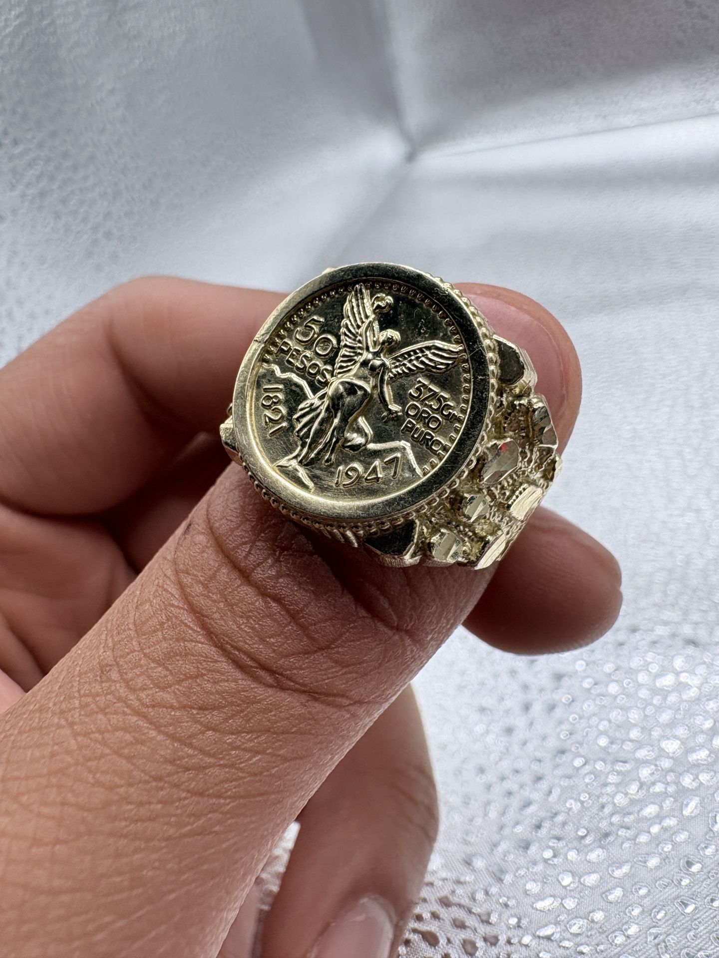 10k Gold Nugget Centenario Ring