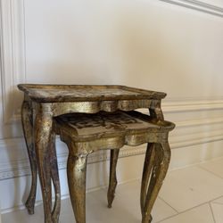 Vintage Florentine Gilt Nesting Tables – Set of 2 – Hollywood Regency / Italian Style