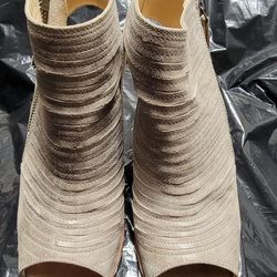 Paul Green Zip closure, peep toe detail, chunky heel, solid, gray, classic, size uk 51/2 / US 7 1/2 m, medium width