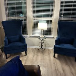 Blue High Back Chairs( Set) 