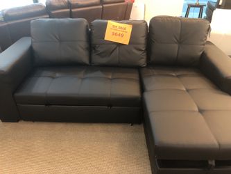 Expandable Black sectional sofa with storage