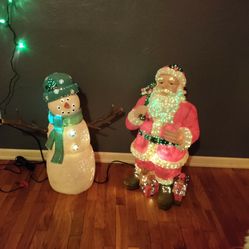  Christmas Decorations 1 Santa Claus 🎅 1 Snowman ⛄ Fiber Optic Christmas Figures Decor