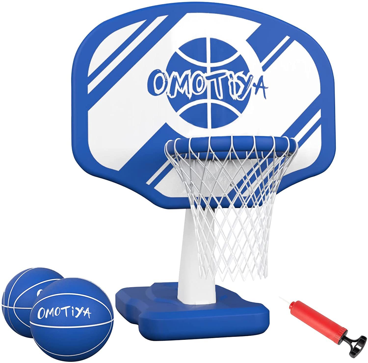 Swimming Pool Basketball Hoop with Base, Portable Outdoor Basketball Hoop for Poolside with 2 Balls and Pump, Pool Toys Game for Boys and Girls, Kids,