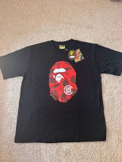 A Bathing Ape Bape Men’s black/ Red Ape Head logo Graphic Tee Crew Neck