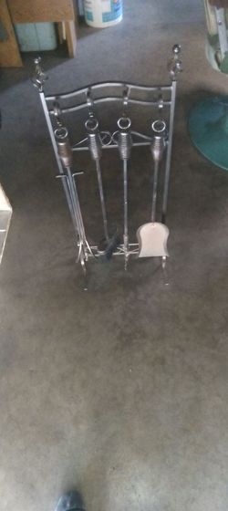 Metal Fireplace Tool Set with Stand