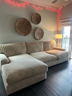 Cream Sectional Sofa with Chaise