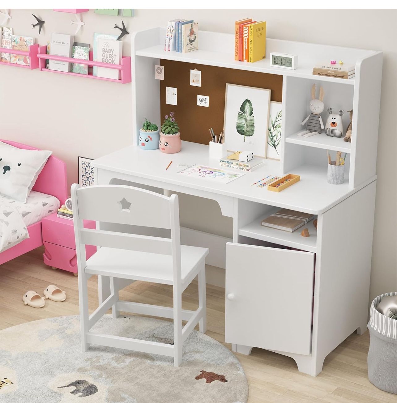 Kids Study Desk & Chair Set with Storage
