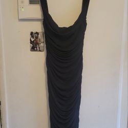 Lovely Black Drapery Black Dress
