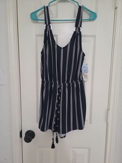 New Blue and white striped Romper