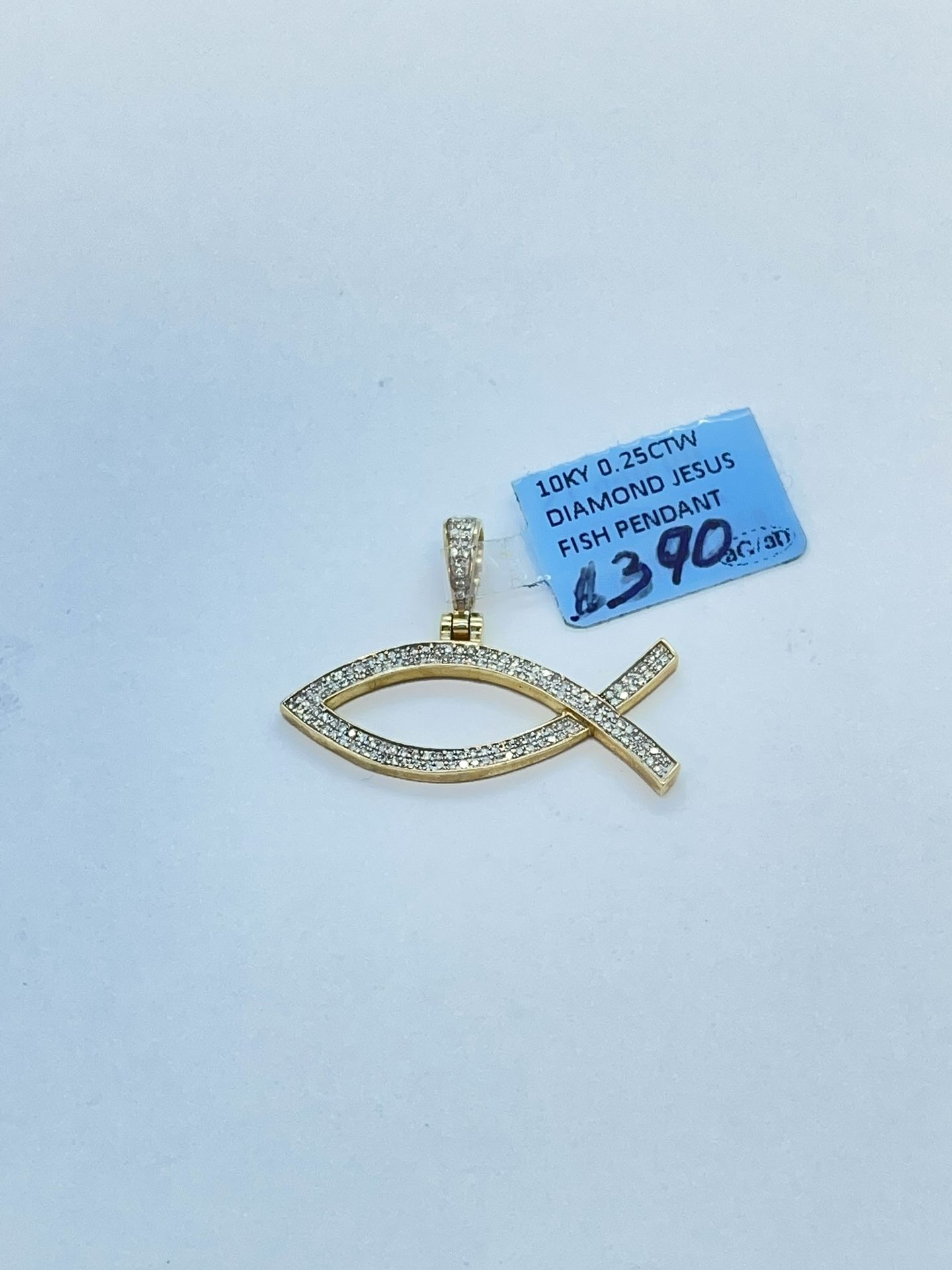 Diamond Pendant Fish Gold 10K New