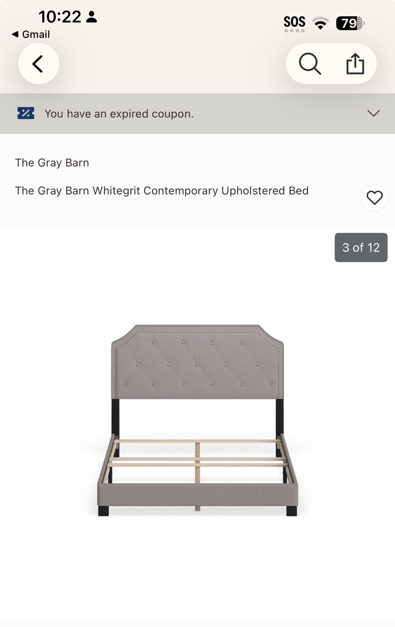 Upholstered Grey Full Size Bed Frame