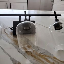 3 Light Black Vanity Light - Clear Wine Glass Shades
