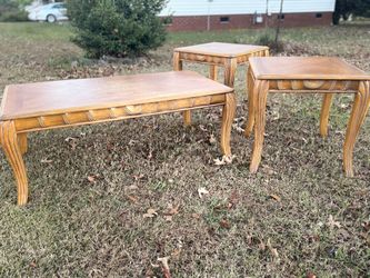 Elevate Your Space - Stunning Parquet Coffee Table Set - 3 Piece Set