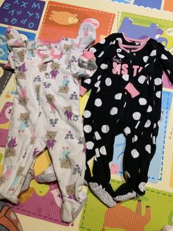 LOT of 4 fleece footie pajamas size 12 month