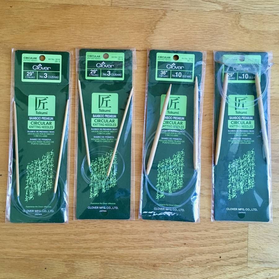 Lot of 4 Clover Circular Knitting Needles Size 3 and 10