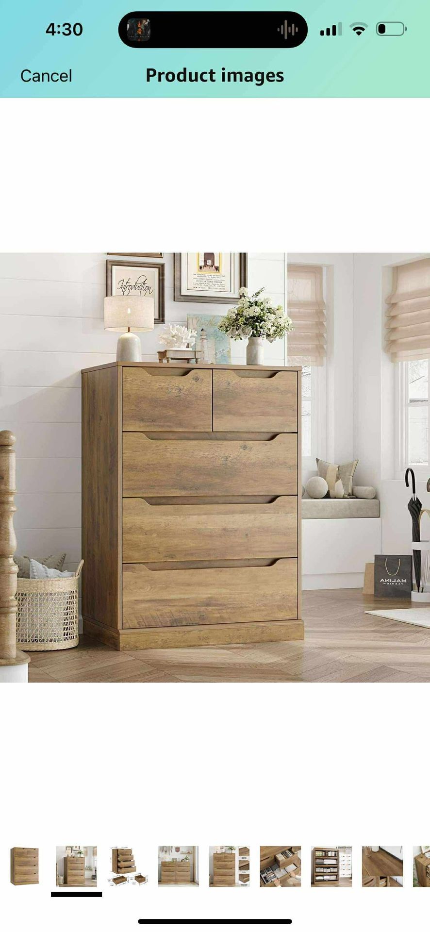 Pick Up: Modern 5 Drawer Dresser for Bedroom, Chest of Drawers with Storage, Wood Storage Chest Organizers with Cut-Out Handles, Accent Storage Cabine