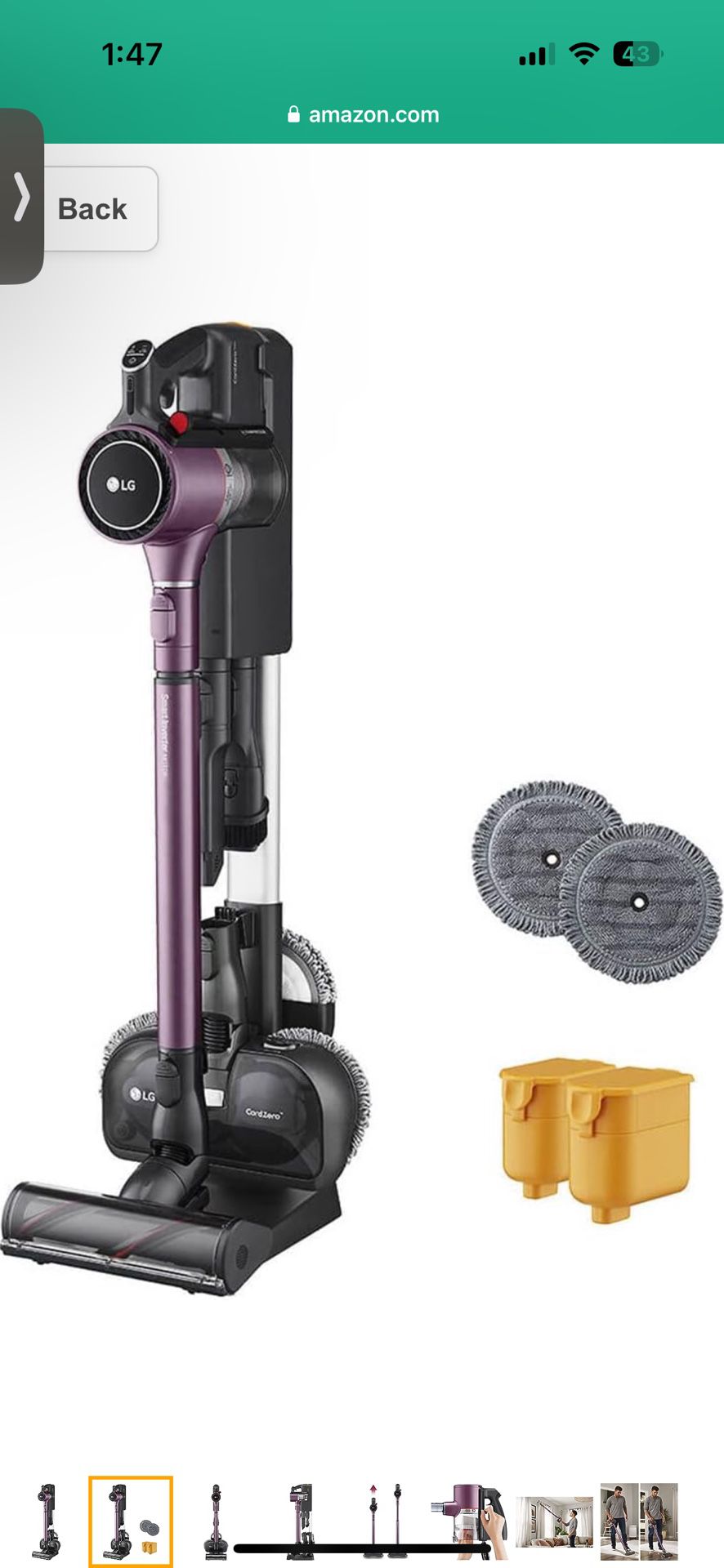 LG Cord zero cordless Stick Vacuum Cleaner  Mop combo