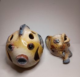 Art Pottery Earthenware Fish Votive Holder