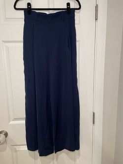 Navy Blue Wide-Leg Trousers