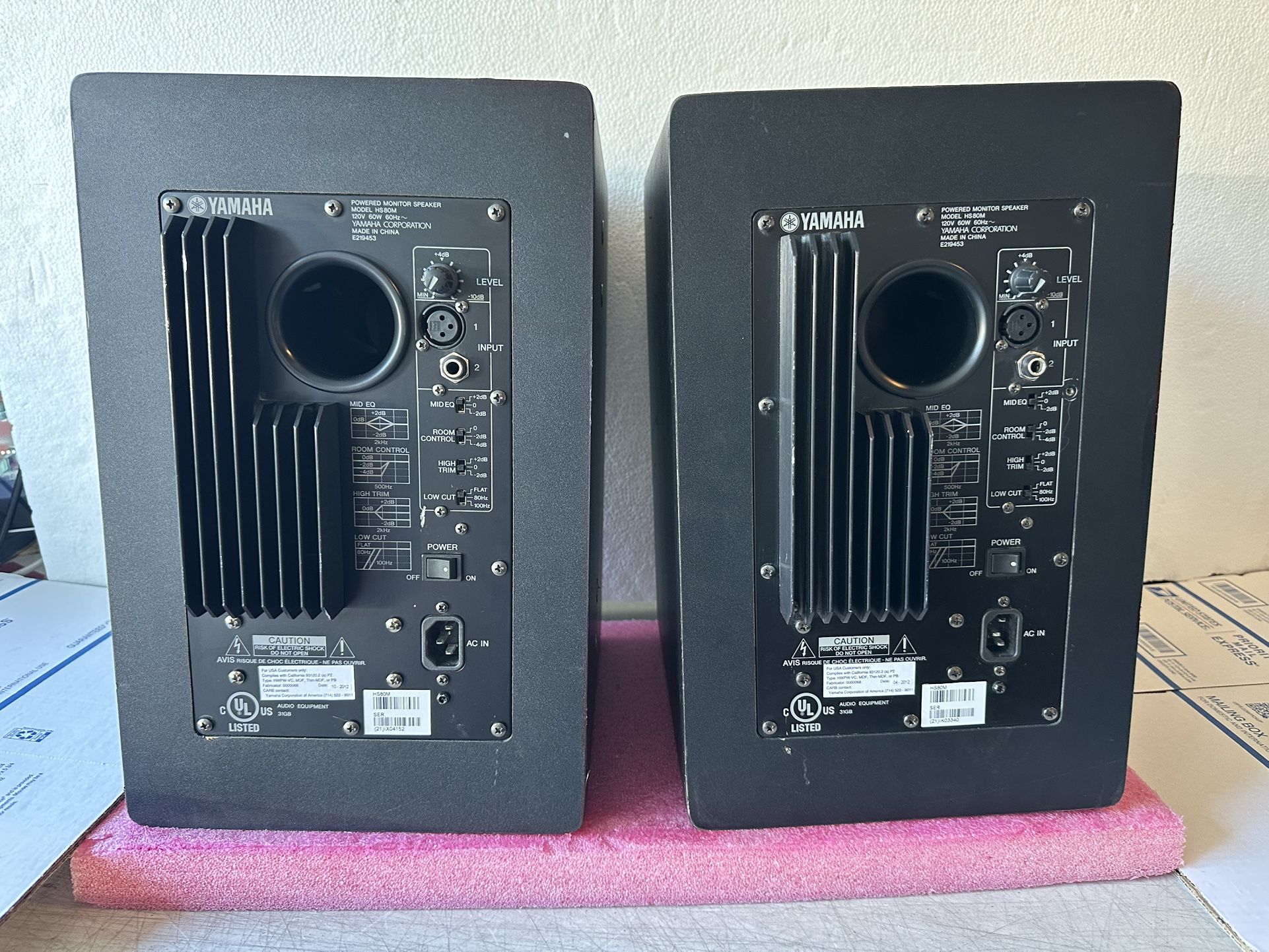 Lot Of 2 Yamaha HS80M Studio Reference Monitor Speakers Black