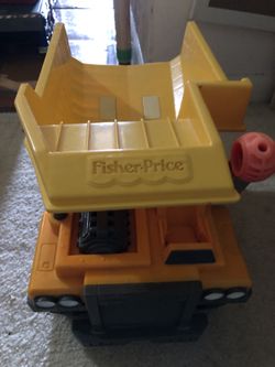 Vintage 1975 Fisher Price 302 Husky Helper Yellow/Orange BIG Dump Truck
