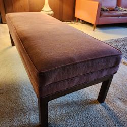 Vintage Mid-Century Modern Upholstered Bench - Walnut Finish